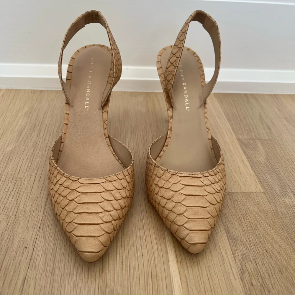 Tan / Nude Loeffler Randall Pointed Slingback Heels [Size 9]